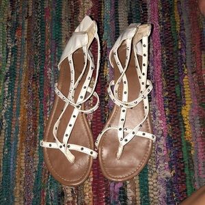 White studded sandals